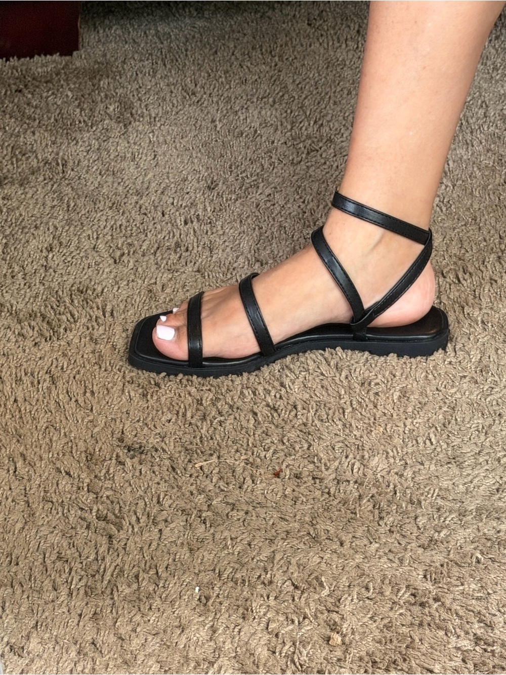 Soda Black Strappy Ankle Wrap Sandals